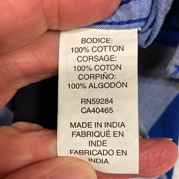 NWT children’s place blue black checked button down medium 7/8 - Picture 7 of 8